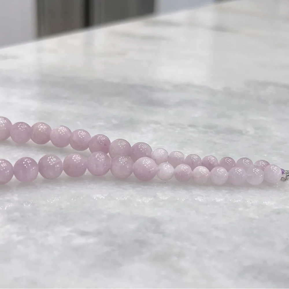 Kunzite Beaded Sterling Silver Magnetic Clasp Necklace